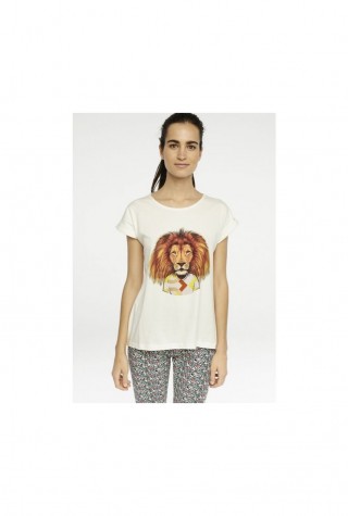 T-Shirt Λευκό με σχέδιο λιοντάρι