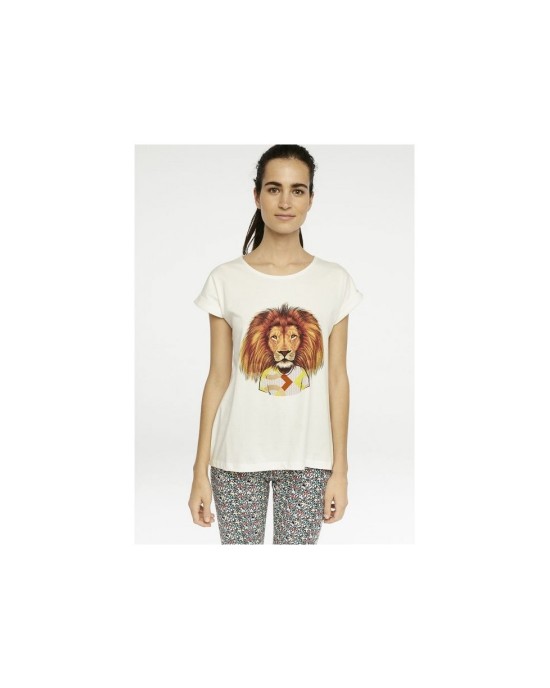 T-Shirt Λευκό με σχέδιο λιοντάρι Μπλούζες