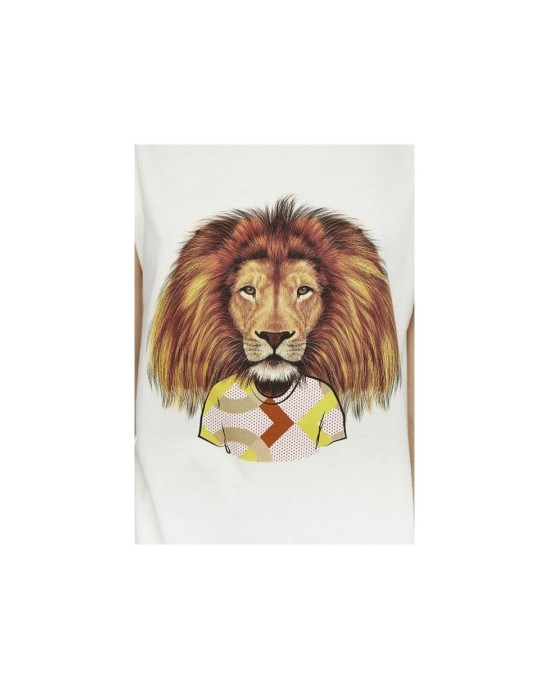 T-Shirt Λευκό με σχέδιο λιοντάρι Μπλούζες