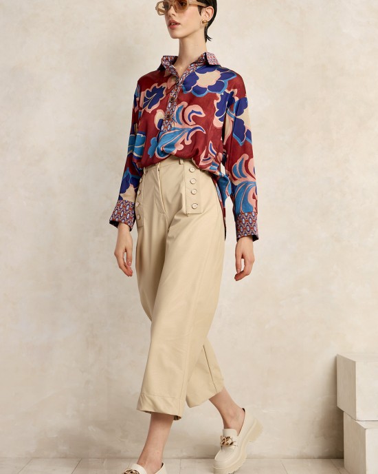 Figaro Fashion Παντελόνι Ζιπ Κιλότ Εκρού Παντελόνια/ Φόρμες